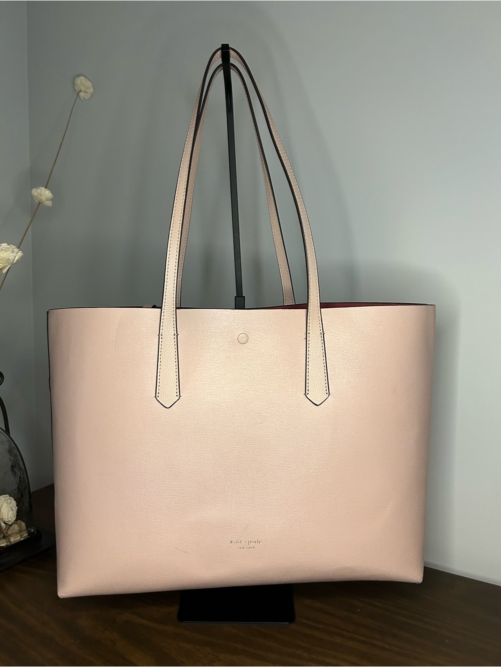 Kate Spade City Skyline Large Tote Bag Pink NYC Print Matching Pouch - Picture 6 of 16